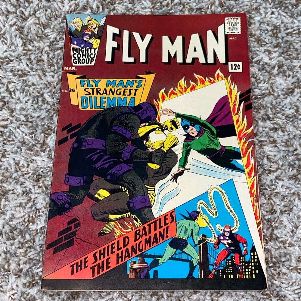 VINTAGE 1966 MIGHTY COMICS GROUP Fly Man The Shield Hangman Silver Age Comic #36